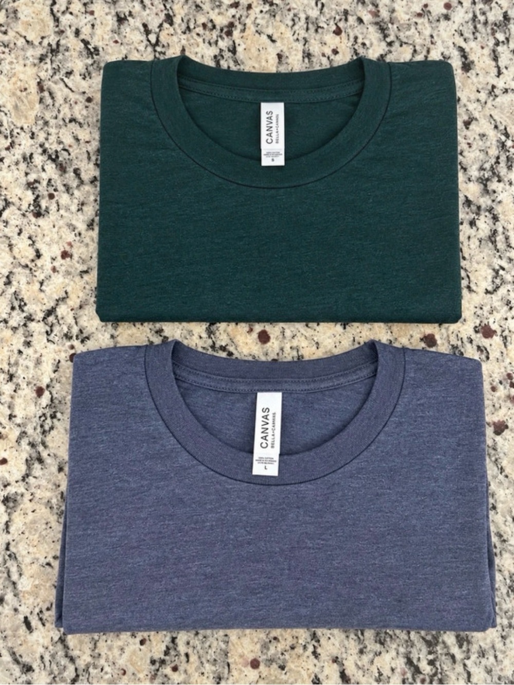 Bella+Canvas New Fall T-Shirts Size Large Heather Forest Green & Blue